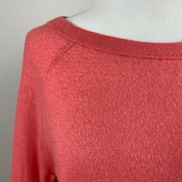 Lord & Taylor 100% Cashmere Sweater M‎ Coral Soft 3/4 Sleeve Lightweight - Picture 2 of 9